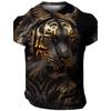 Flame Animal Pattern 3D Printing Fashion Men's Outdoor Sports Short Sleeve T-shirt Plus Size Men's Shirt Casual Personality Tren