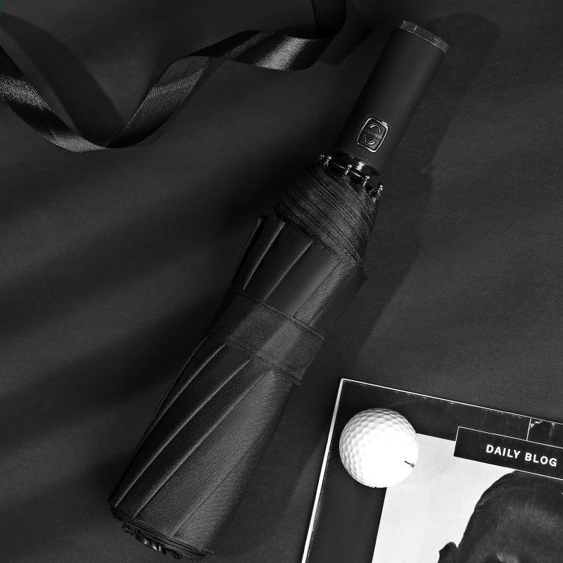 10 Bone Solid Color Vinyl Triple Automatic Triple Folding Umbrella Foldable Rainsun Umbrella