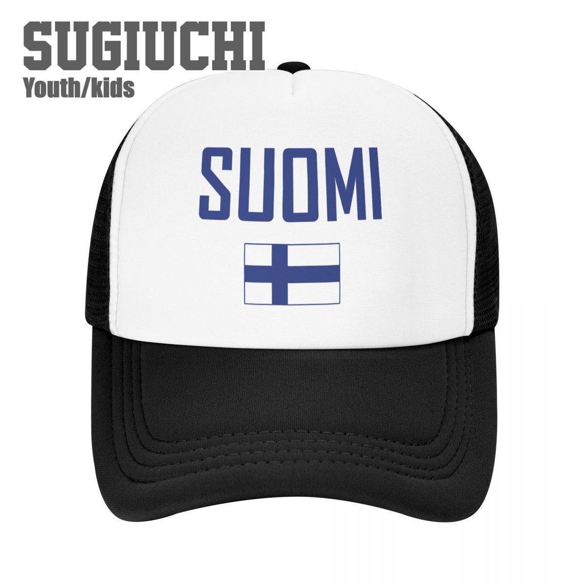 

Kids Mesh Cap Hat Finland SUOMI Flag And Font Baseball Caps for Youth Boys Girls Pupil Children s Hats Outdoor Sports Unisex