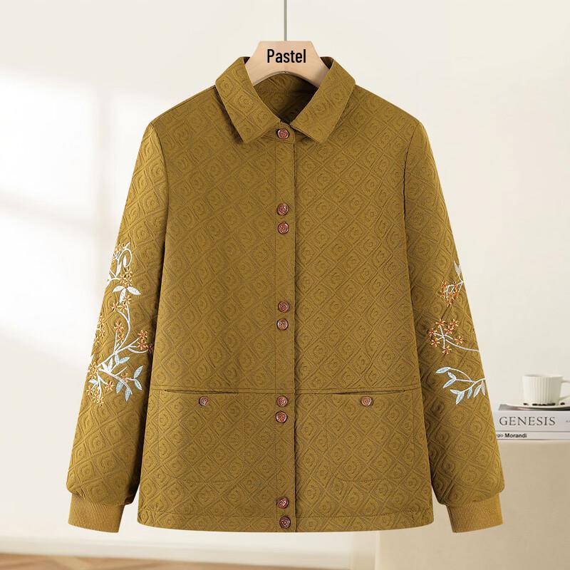 

Pa Si Te Mid-Aged Women s Diamond Quilted Lapel Jacket L