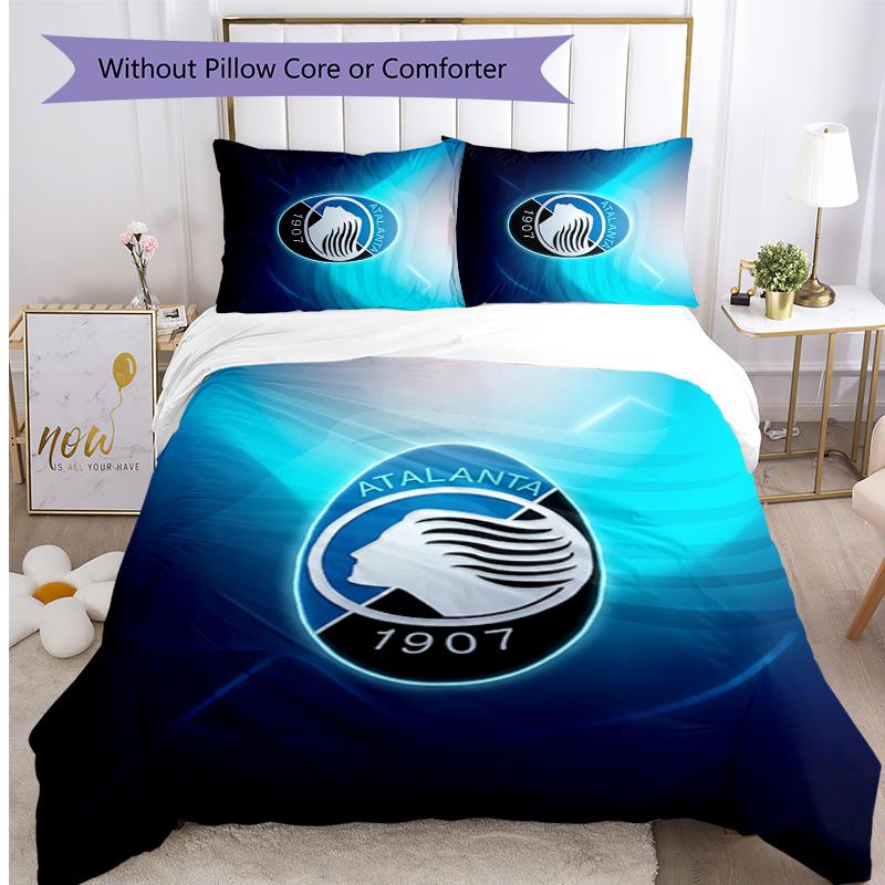 Atalanta FC Printed 3PCS Bedding Set Breathable Duvet Cover with Pillowcases Decorative Bed Linen for Bedroom Home
