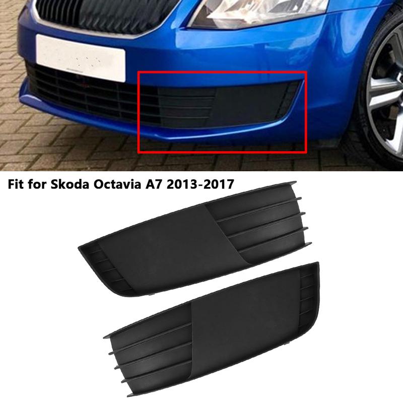 2Pcs Front Bumper Fog Light Grille Fog Lamp Grill Left Right For Skoda Octavia A7 2013 2014 2015 2016 2017 5E0807367 5E0807368