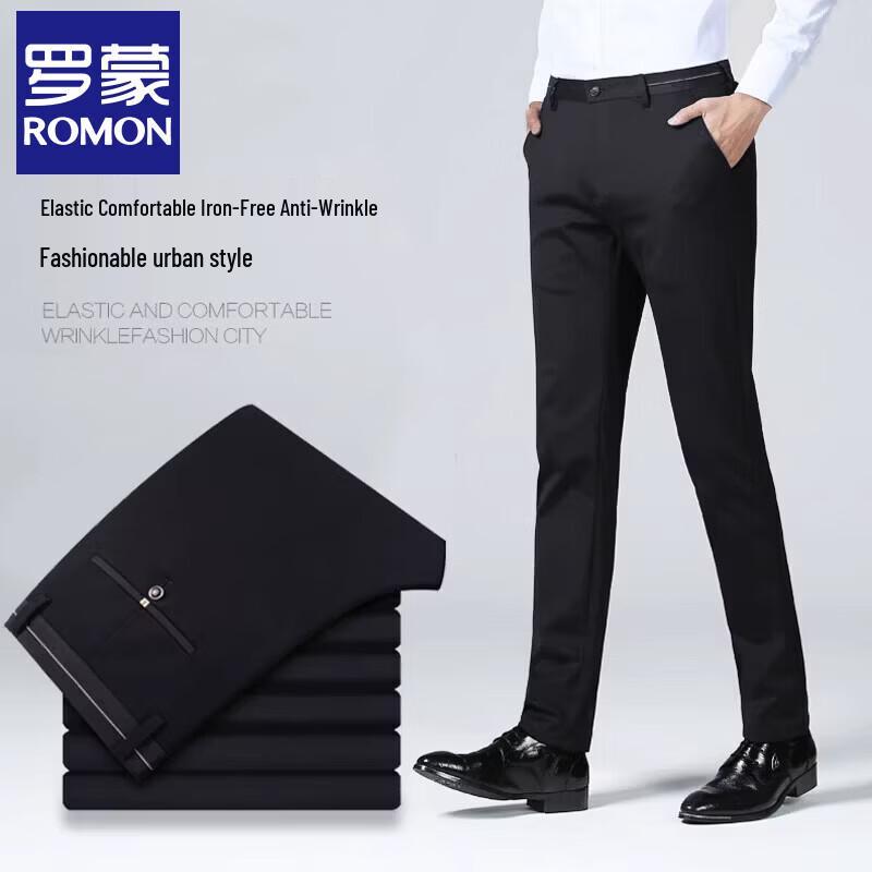 Romon Men s Stretch Slim Fit Casual Business Trousers 35