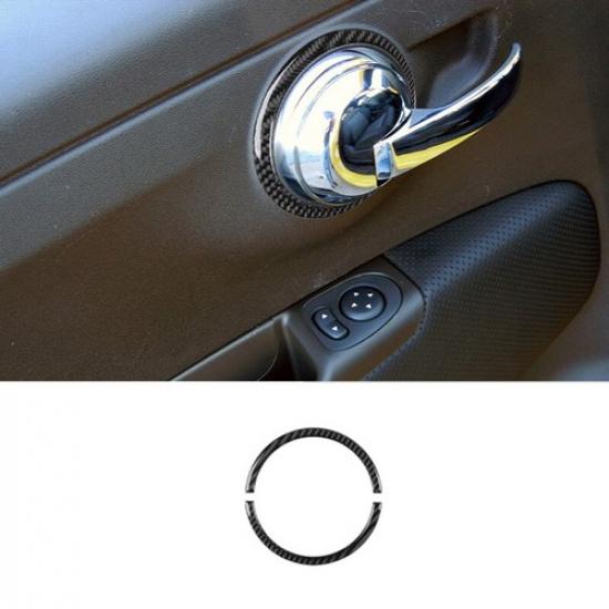 Carbon Fiber Interior Door Handle Decoration Cover Strip For Fiat 500 2012-2015