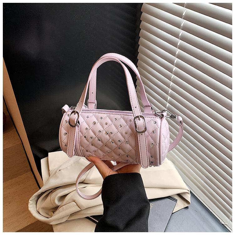 Small Bag Women's New Summer Fashion Rivet Messenger Bag Women's Bag Trendy Versatile Portable Cylinder Bag Tide