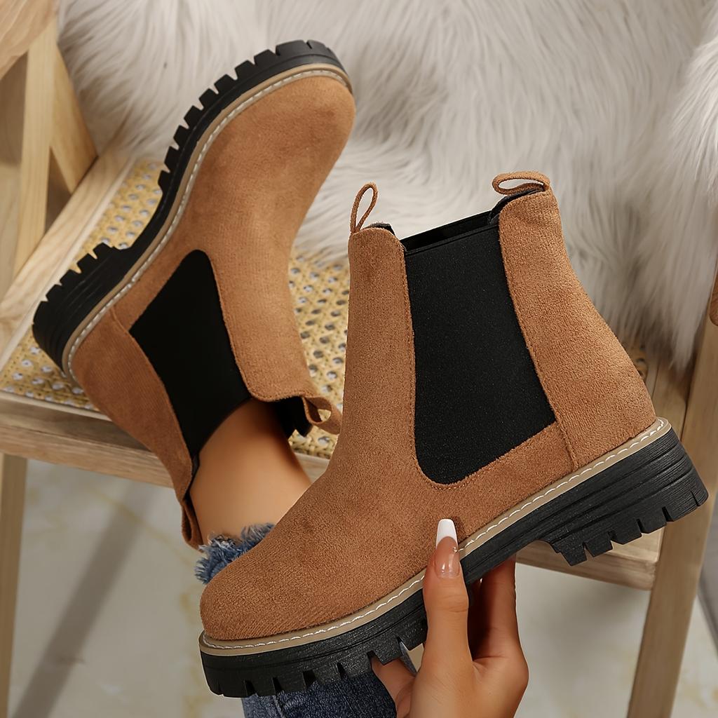 Four Season Thick Soled Non Slip Boots, Fashion and Casual Round Toe Plus Size Trendy Shoes, Suitable for Commuting and Banquets