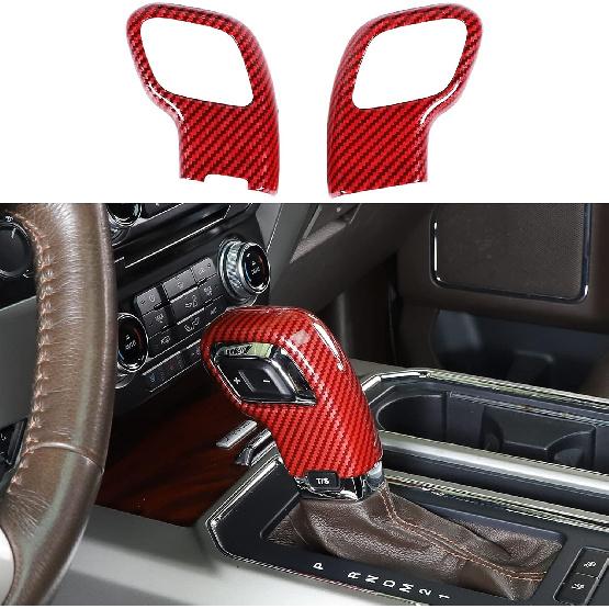 Cache-Pommeau de Levier de Vitesse JeCar Garniture Accessoires Intérieurs pour Ford F150 2015-2020 (Aspect fibre de carbone)