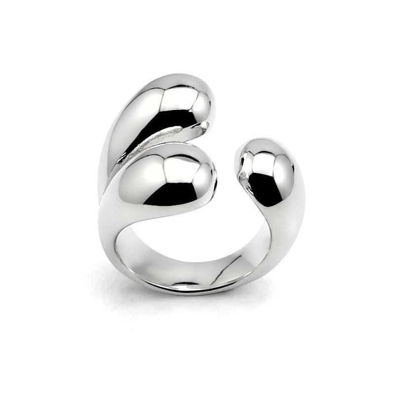 

Trendy Simple Double Layers Waterdrop Knot Adjustable Open Ring Accessories 18K Gold Silver Plated Dolphin Stainless Steel Ring 6