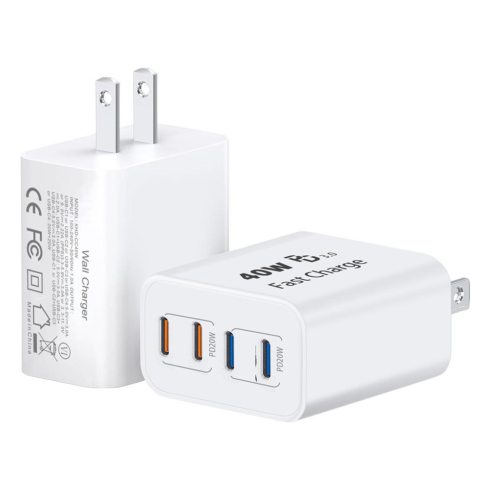 

Pd 40w US-regulated Fast Charging USB-C Multi-port Charging Is Suitable for Samsung Charger Apple 15 Charger Source UL Certification 40W European charger 2C + 2A