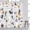 Funny Bathing White Ghost Shower Curtain Watercolour Floral Plant Starry Night Halloween Bath Curtain Fabric Home Bathroom Decor