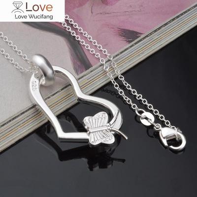 Mărci populare 925 ștampilat argint Pretty Heart fluture pandantiv colier pentru femei moda petrecere de nunta bijuterii Cadouri de sărbători