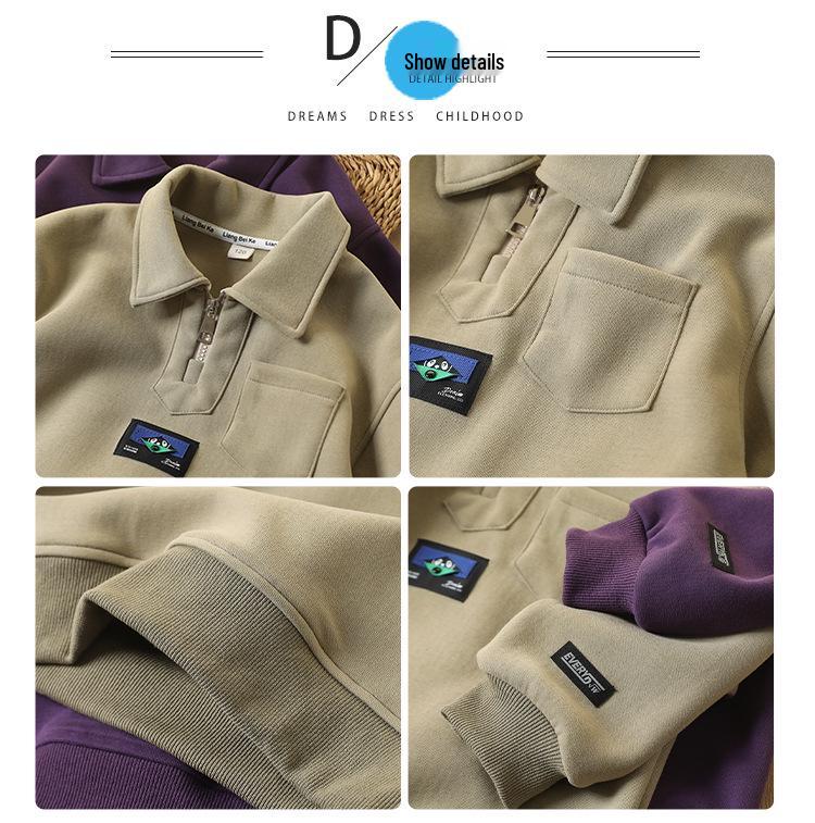 Jungen Sweatshirt mit Umlegekragen - 2025 Frühling/Herbst Mode, Langarm-Pullover für Kinder