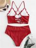 Bikini Women Swimsuit 2025 New Solid Ribbed Sling Bikinis Set Sexy High Waist Swimwear Summer 2 Piece Beach Bathing Suit Female