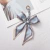Silk Scarf Keychain with Horseshoe Buckle and Ribbon Bow for Bags and Cars