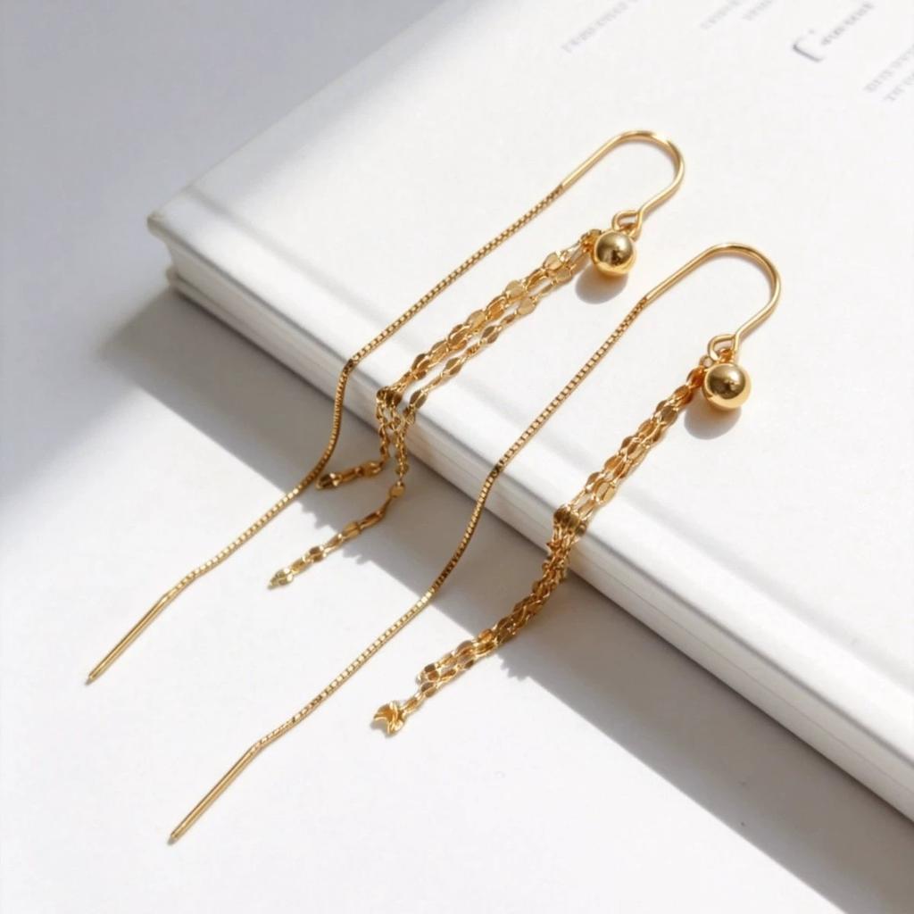 Fine 925 Sterling Silver Elegant Long Tassel Threader Earring for Women Versatile Party Gift Daily Wear Earring Piercing Jewelry