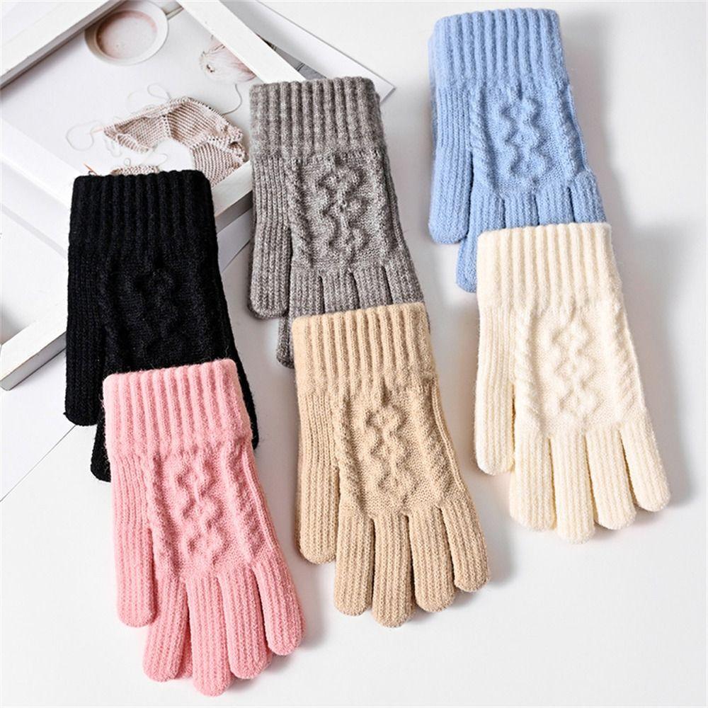 Touch Screen Warm Gloves Thicken All Finger Gloves Daily Knitted Mittens  for Autumn Winter