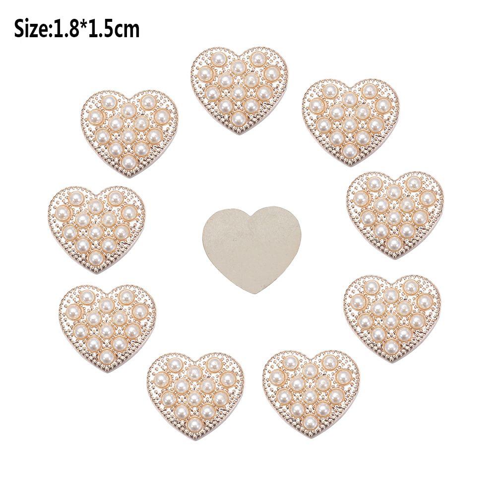 10PCS Pearl Flower Rhinestone Buttons Sparkling Crystal Hairpins Decoration Apparel Sewing Decor Craft Buttons DIY Accessories