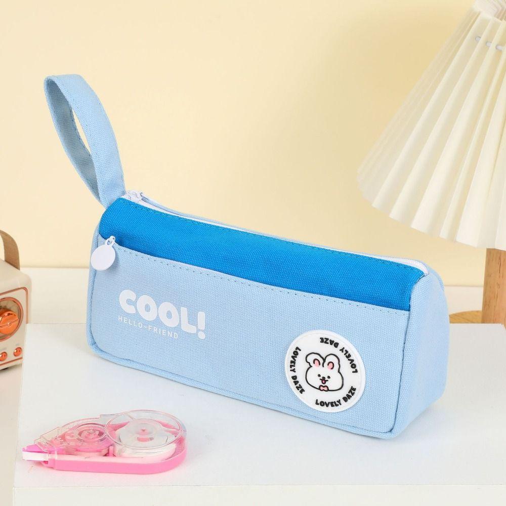 Large Capacity Triangle Stationery Bag Cartoon Storage Bag Wear Resistant Rabbit Pencil Bag  Women