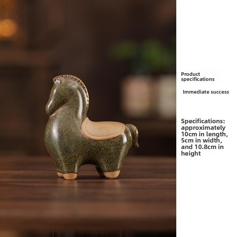 

Tang Horse Tea Pet Ceramic Wealth Attracting Statue for Living Room Office Tea Table Home Decor Feng Shui Ornament