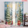 2pcs,2D Plane Printing Curtain Popular Christmas Tree Village Snow Scene (3) 100% Polyester (without Rod) Home Decor Ldeal for