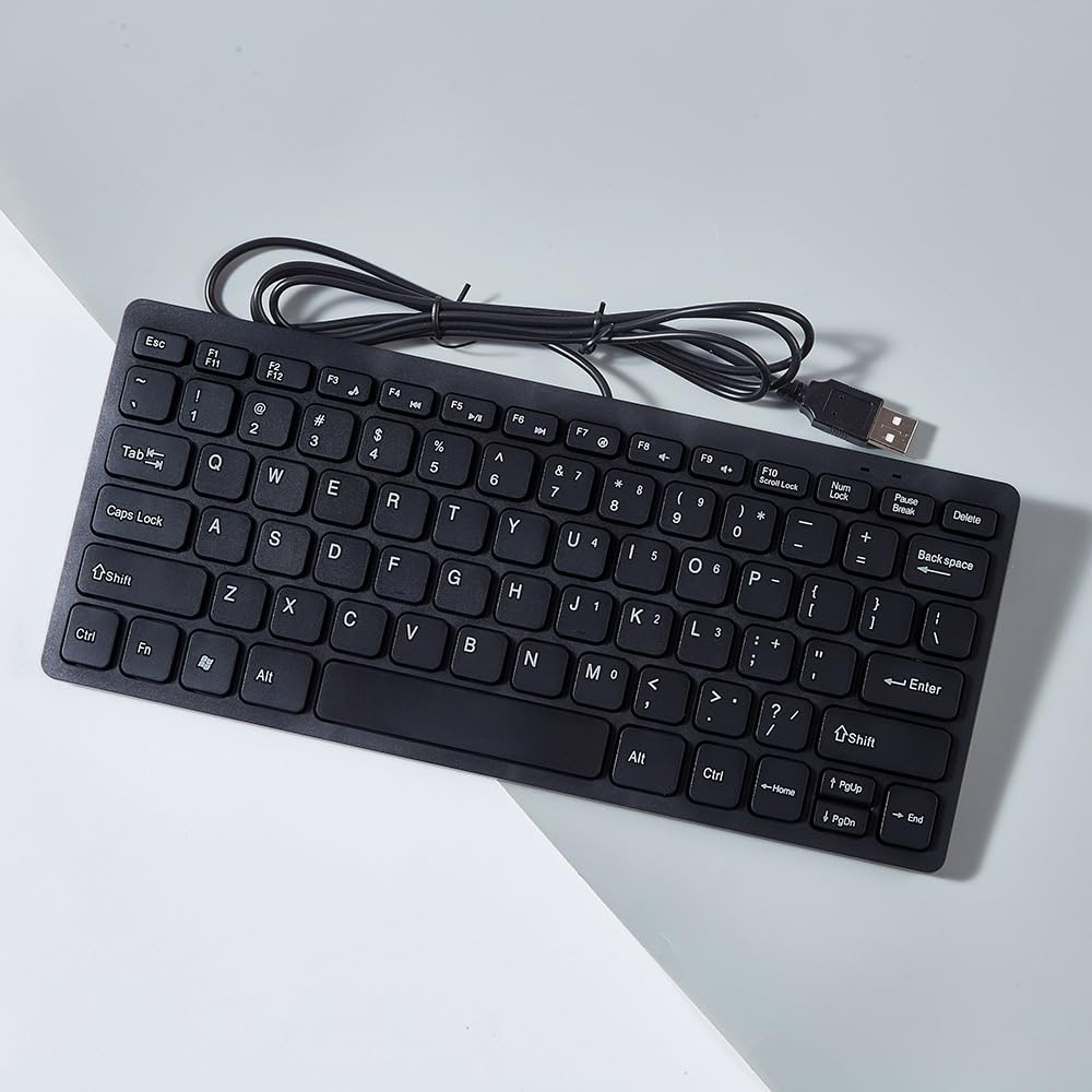 

K1000 USB Дротова клавіатура Міні Англійська Розкладка 78 Клавіш Тихий Маленький Тонкий Компактний без цифрової клавіатури Мембрана З’єднувальний шнур USB в комплекті Сумісний з