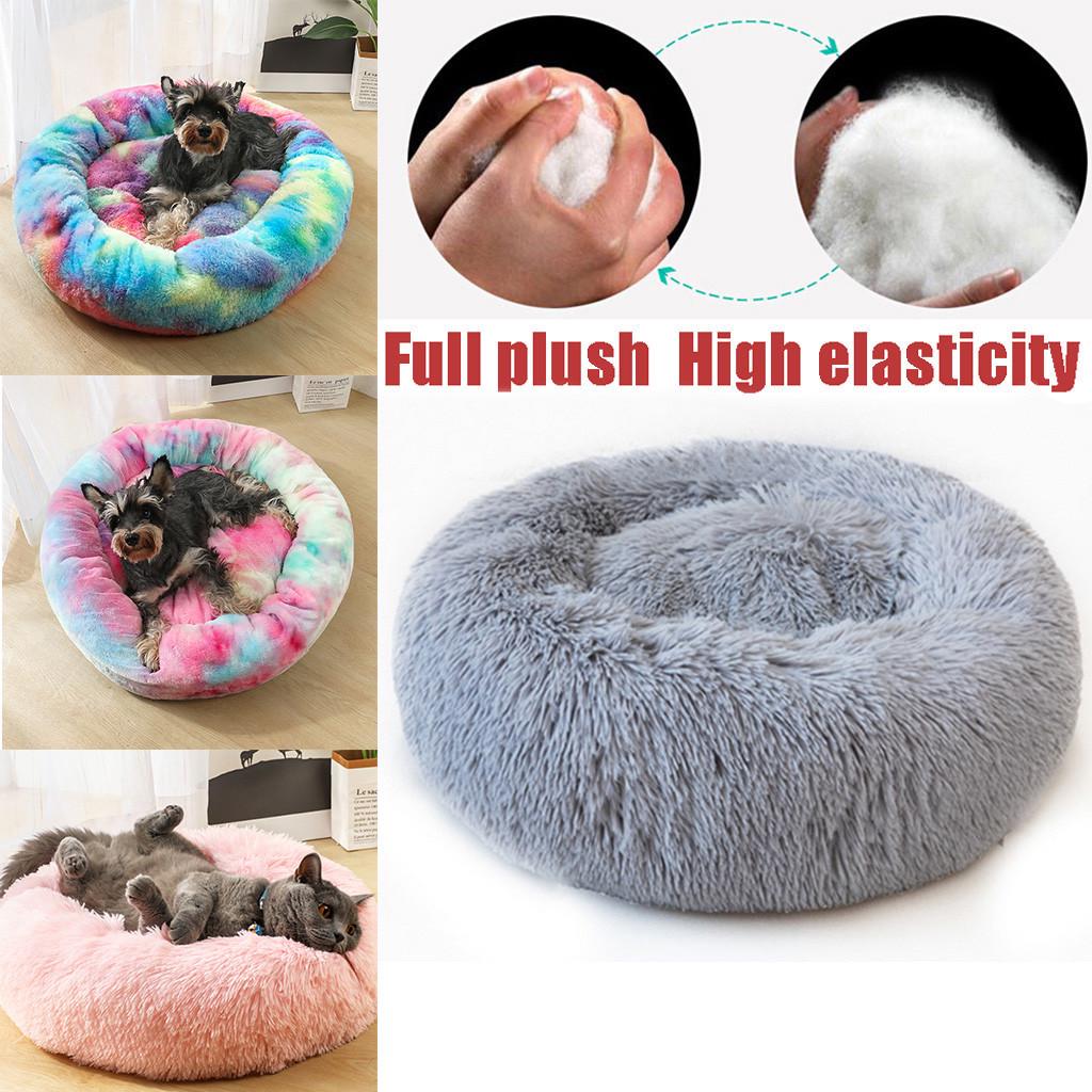 Dog Round Cat Winter Warm Sleeping Bag Long Plush Soft Pet Bed Calming Bed