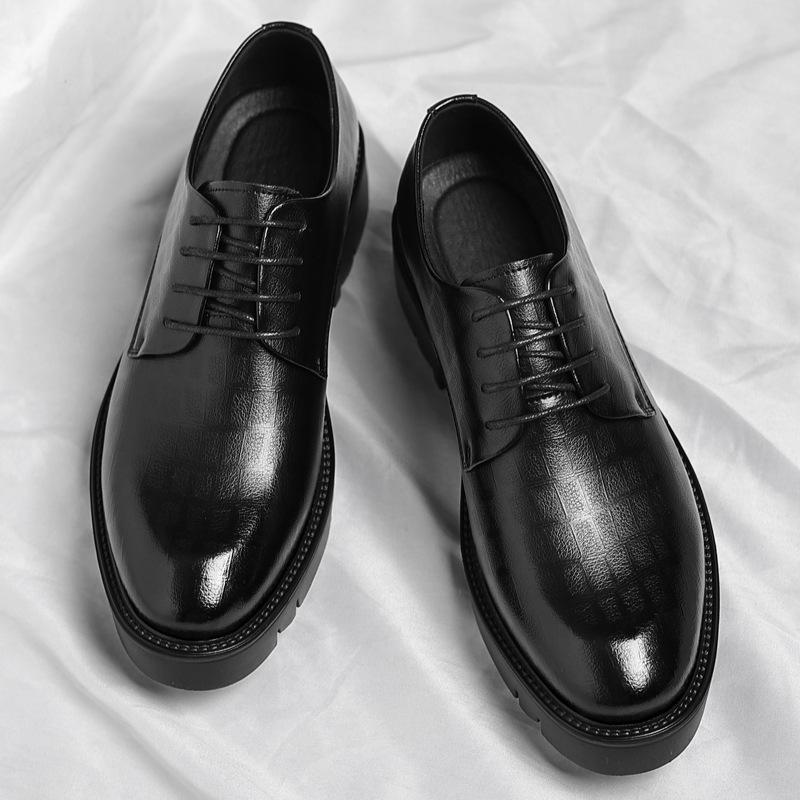 Neue Luxus Herren Brogues Leder Schuhe mit Absatz Männer Größenerhöhung Einlegesohle 8cm/10cm Schwarz Formell Business Hochzeit Arbeit Herrenschuhe