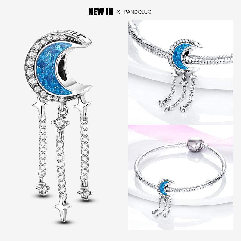 New In Star Moon Sun Series Charm Beads Fit Pandach Original Bracelet Women Copper Pendant Bead Jewelry Gift