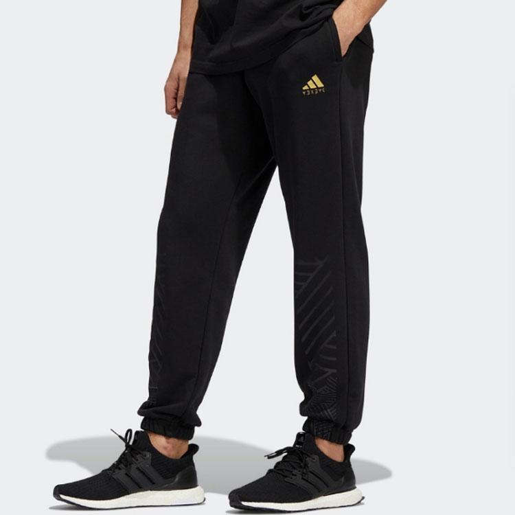 Adidas Solid Color Logo Casual Sports Long Pants Unisex Bottoms Black HP1356