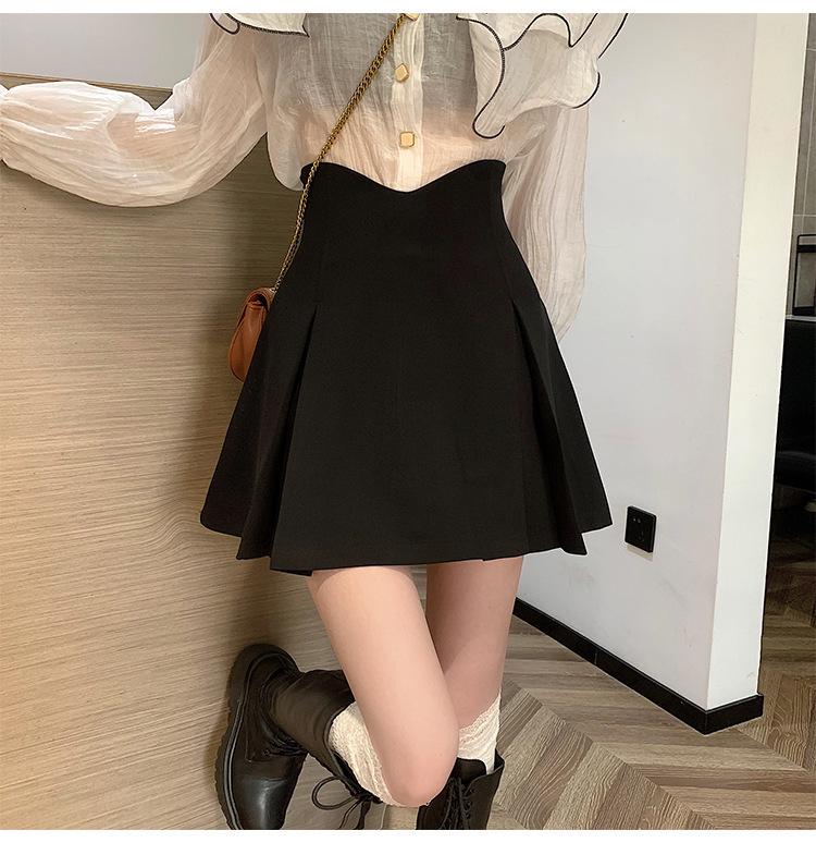 

2024 Black Plus Size High-Waist A-Line Pleated Midi Skirt for Women - Spring Collection S чёрный