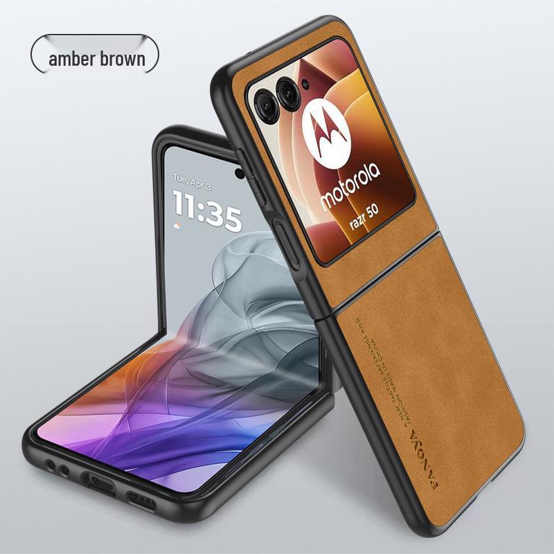 Compatible with Moto Razr 50: Ultra-Light Leather Texture Frosted Protective Case