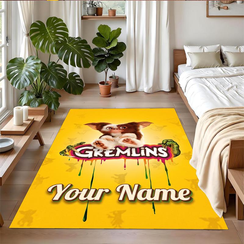 Crystal Velvet Rug Custom Name Text, Soft Non Slip Floor Mat Home DecorGremlins Gizmo