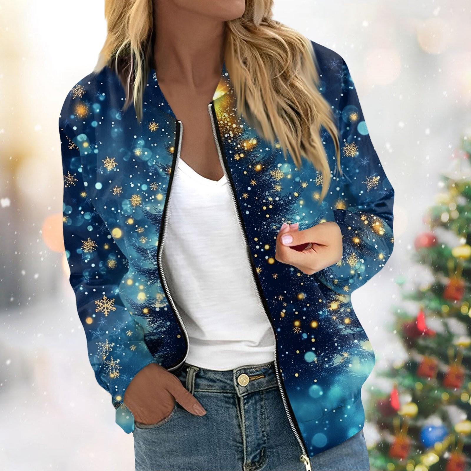 Женская легкая короткая куртка с длинными рукавами на молнии с принтом — фото 13