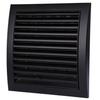 Black Ventilation Grille 190X190 Mm, With Insect Net And Shutter