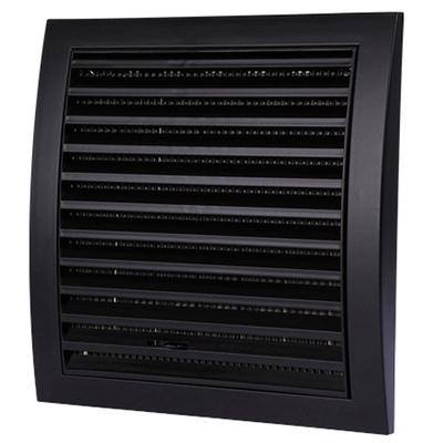 Black Ventilation Grille 190X190 Mm, With Insect Net And Shutter
