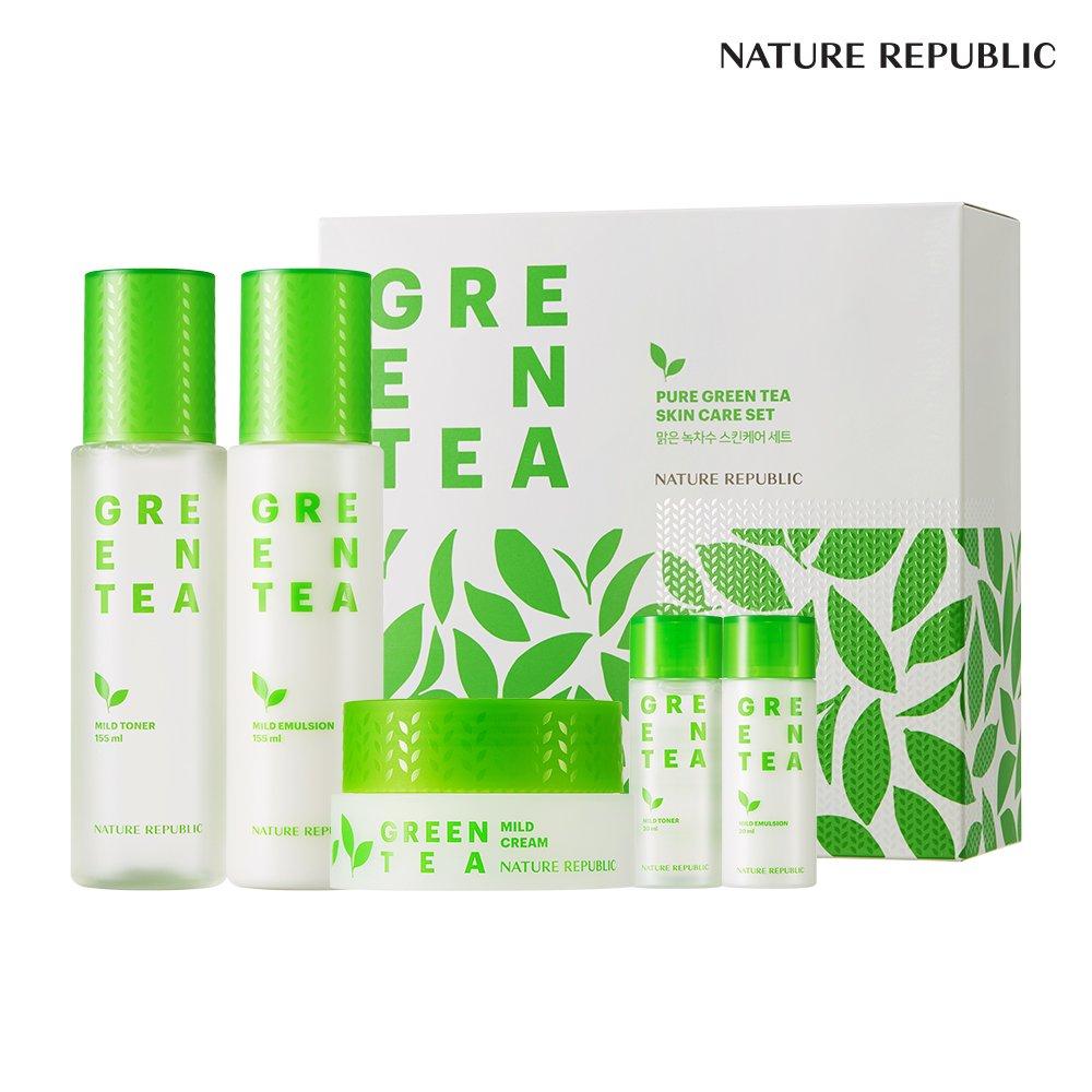 Nature Republic Klares Grüntee-Wasser Hautpflege 3-teiliges Set