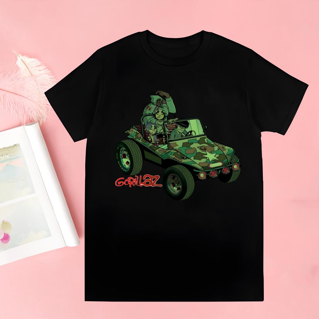 Gorillaz Moderne Musikkband Tegneserie Fantastiske T-skjorter For Gutter O-hals Kortermet Vanlig Herrehøyde Kvalitet Hip-Hop T-skjorte