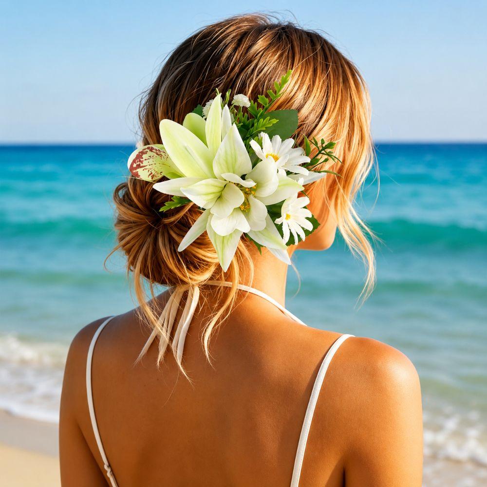 Versatile Floral Hair Clips Artificial Floral Hair Claw Colorful Flower Hairpin  Beach Outfits