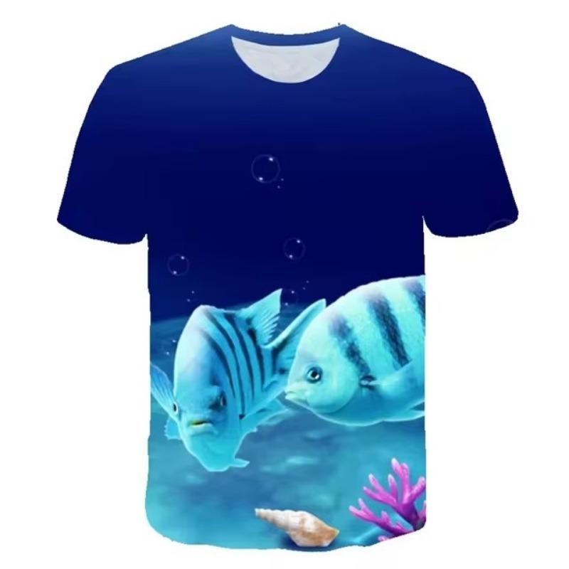 Women's 3D Printed Underwater Coral Fish T Shirt Funny Animal WoMen T-Shirt Casual Seabed View Streetwear Tshirt Casual Tee Tops