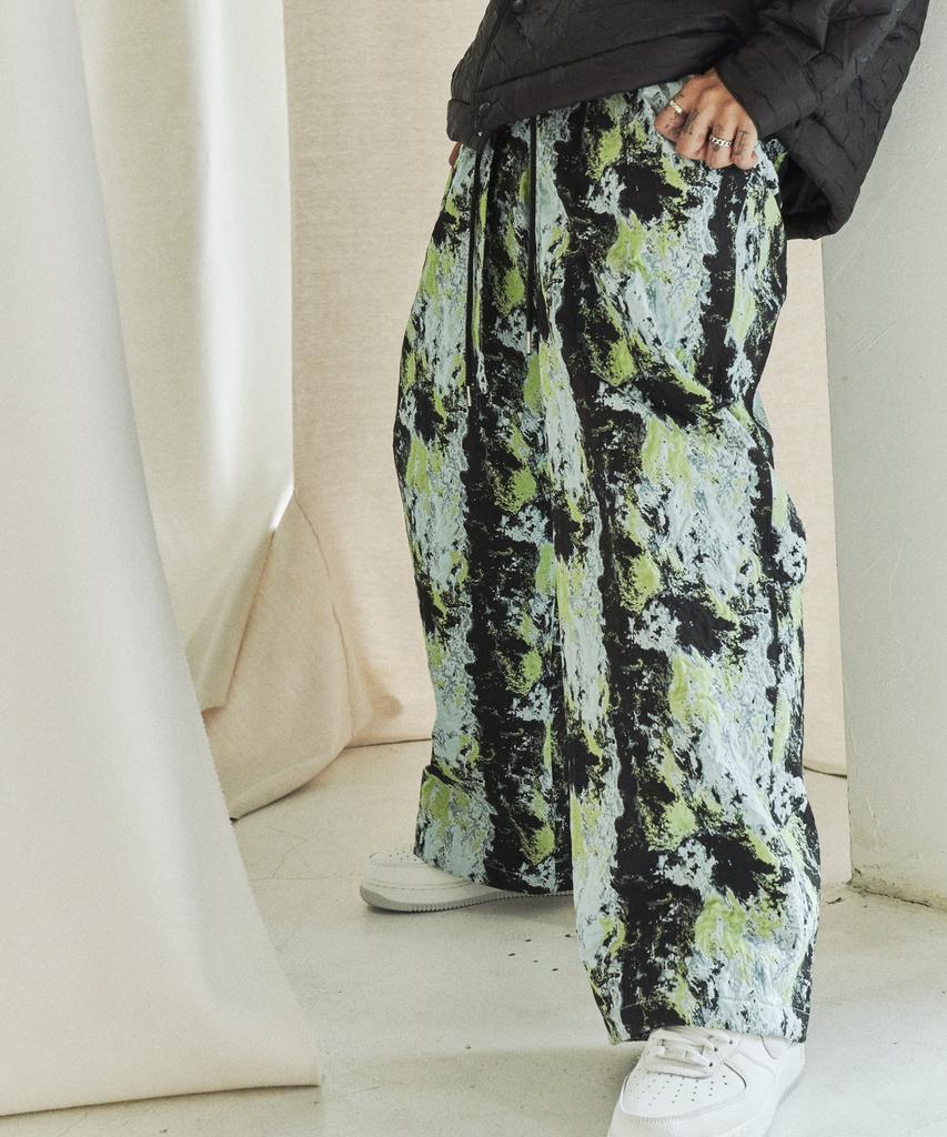 F8KE CHEMICAL CLUB Flower Jacquard Wide Pants Sky Blue