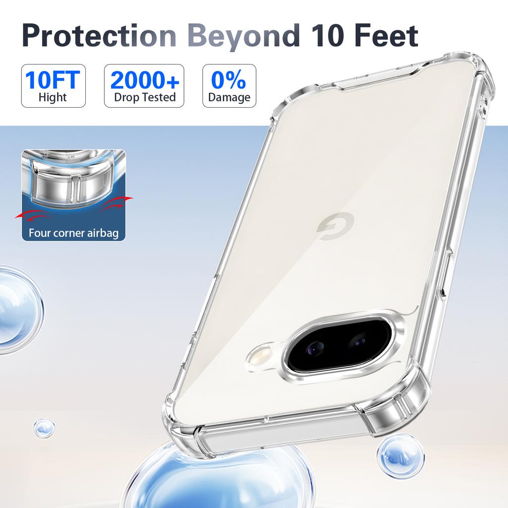 For Google Pixel 9a Case TPU PC Transparent Phone Cover with Airbag Corner Protection