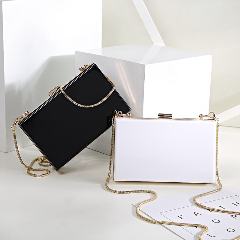 New Box Bag Trendy Setting Dinner Bag Fashionable Versatile Chain Bag Solid Color Transparent Women's Bag
