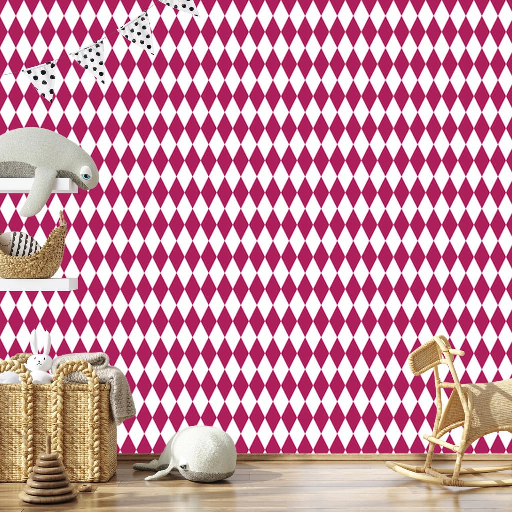 Harlequin Diamonds Wallpaper Purple, White and Powder Pink 50x1000
