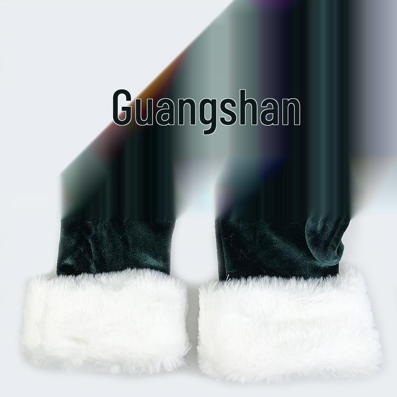 

Золотистые бархатные перчатки Санты для косплея с меховой манжетой - Женский теплый короткий сценический и фотоаксессуар темно-зеленого