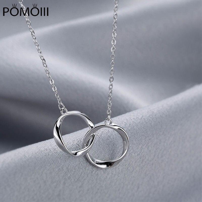925 Sterling Silver Irregular Circle Necklace Simple Female Clavicle Chain Necklace Daily Jewelry