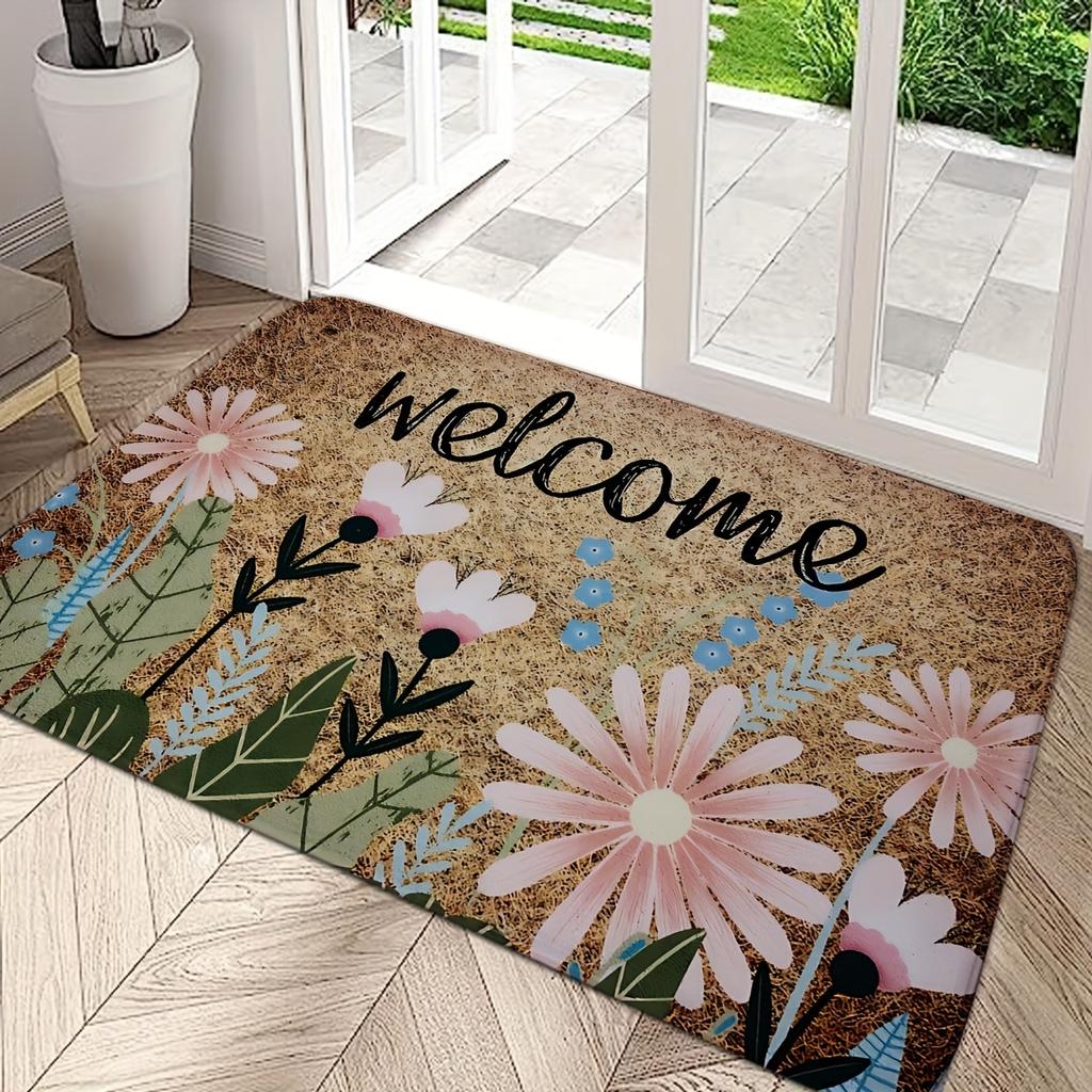 VIKAMA Cute Wall-Side Flower Carpet Cozy Doormat Welcome Mat Soft Rug For Bedroom Carpet For Live Room Home Decor