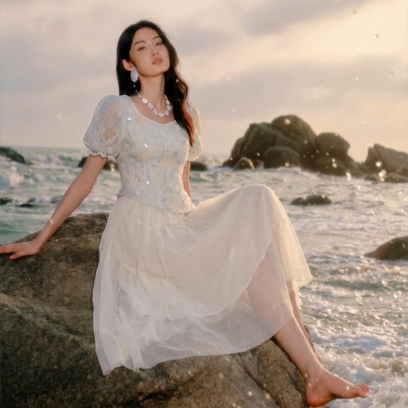 Women s A-Line Square Neck Summer Dress M