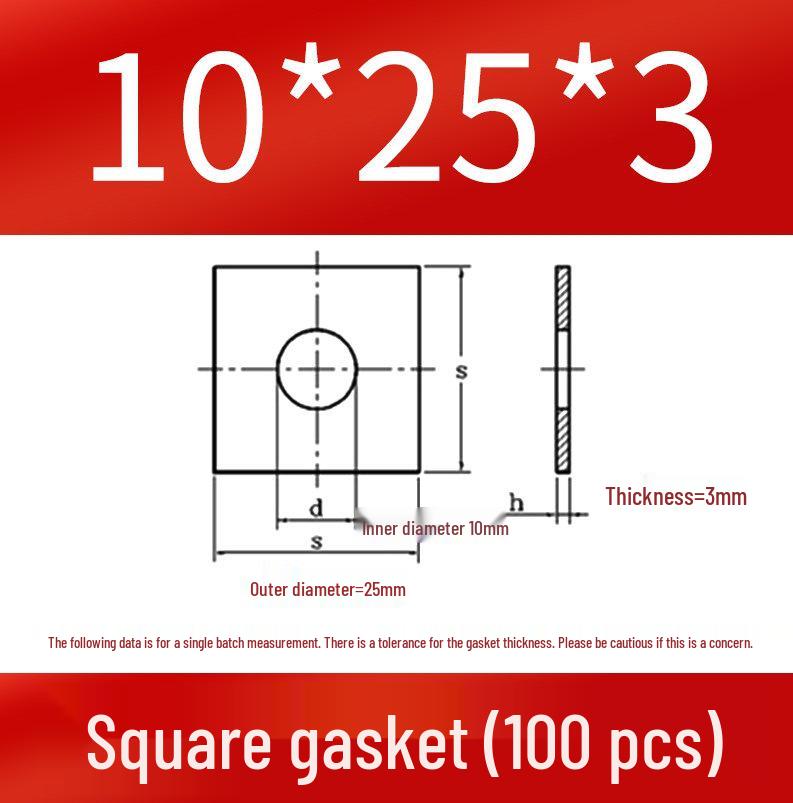 Thick Galvanized Square Iron Washer with Hole for M6-M24 Curtain Wall Use