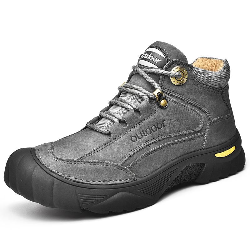 Outdoor Men's Boots Genuine Leather Casual Shoes Man Climbing Hiking Shoes Warm Winter Boots Men High Quality Platform Snow Boot