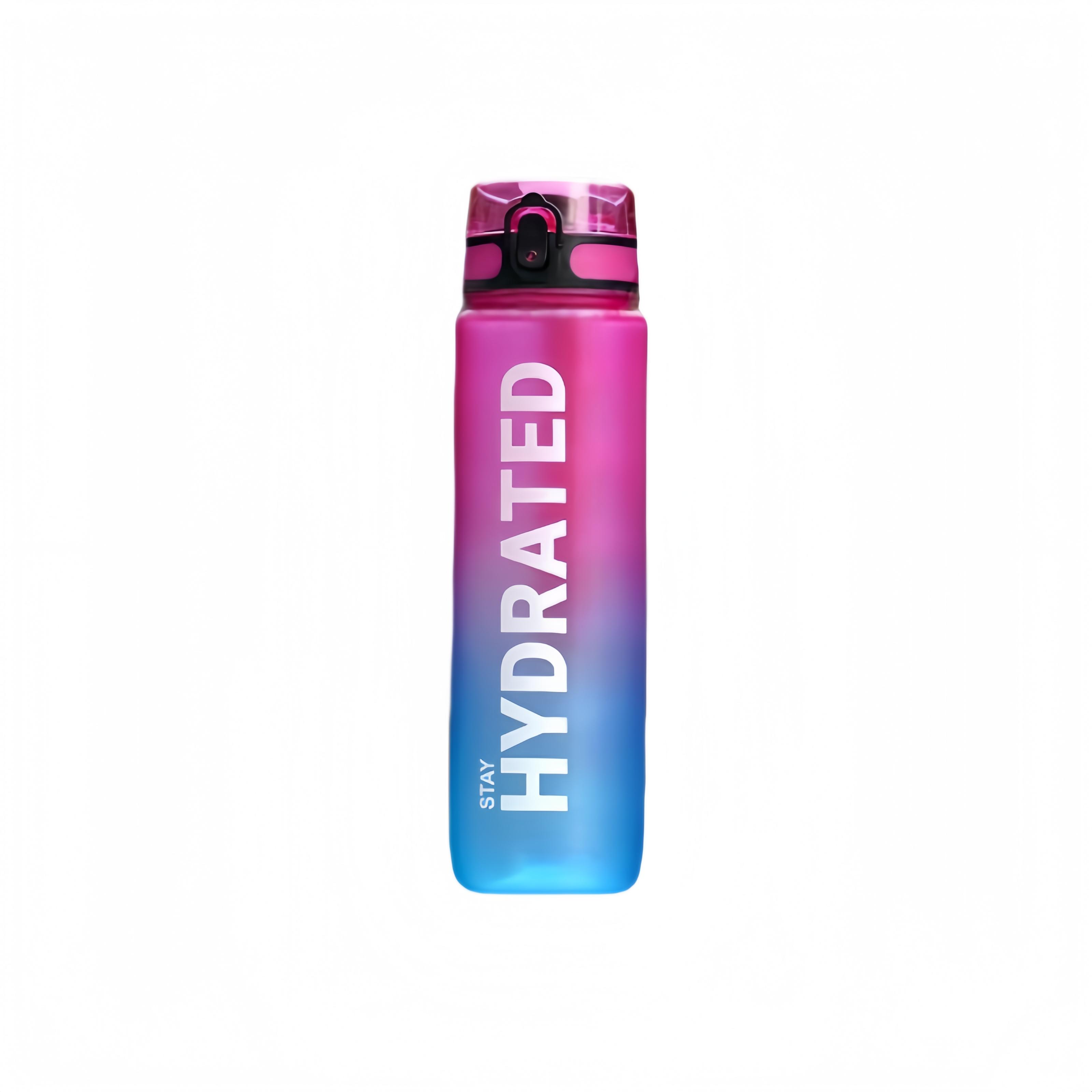 

1000ml Large Capacity Water Bottle with Time Scale Outdoor Gradient Color Plastic Sports Water Bottle Portable Gym Mug BPA Free 1000ml